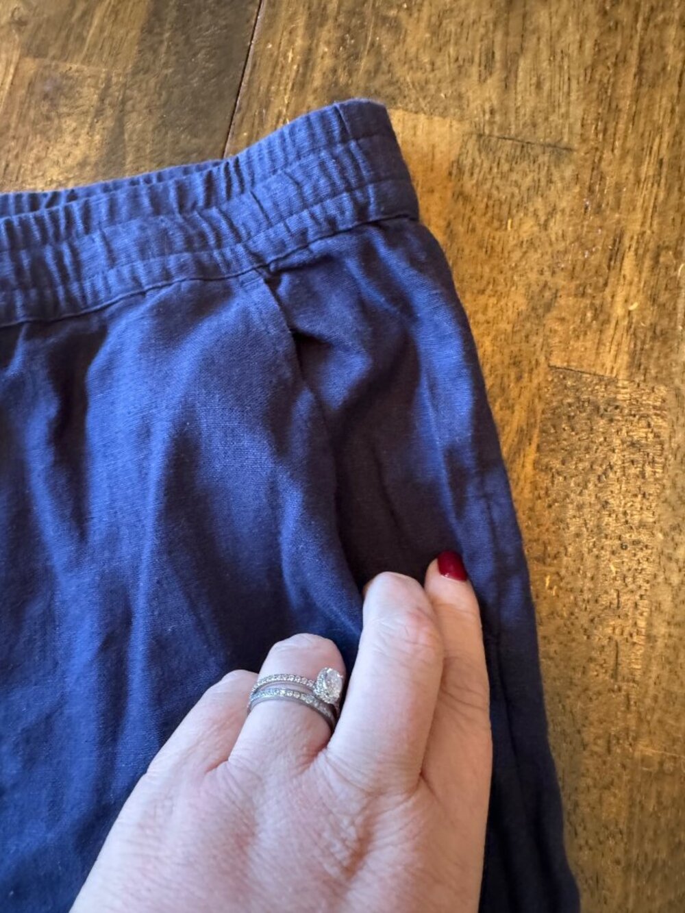 Naturals D&Co Blue Linen PullOn High Rise Pants Ankle Petite Coastal Casual 3XP - Picture 7 of 11